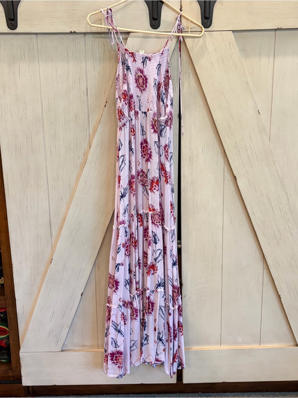 Free People Garden Party Maxi Dress Boho Lilac Floral Tiered Size Small